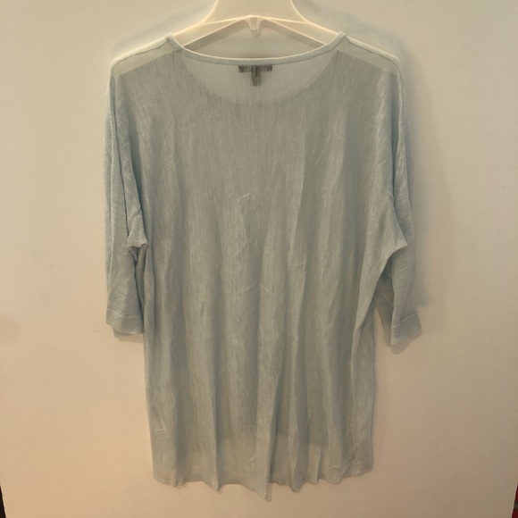 EILEEN FISHER Blue Thin Tencel Linen SWEATER M - Picture 2 of 6